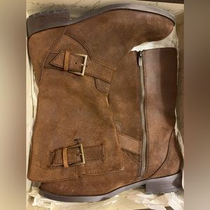 Genuine suede Enzo Angiolini calf moto boot